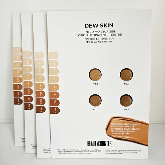 *Beautycounter* Dew Skin Shades #5-8, Tinted Moisturizer Sample Cards x 4- NEW! - Picture 1 of 7